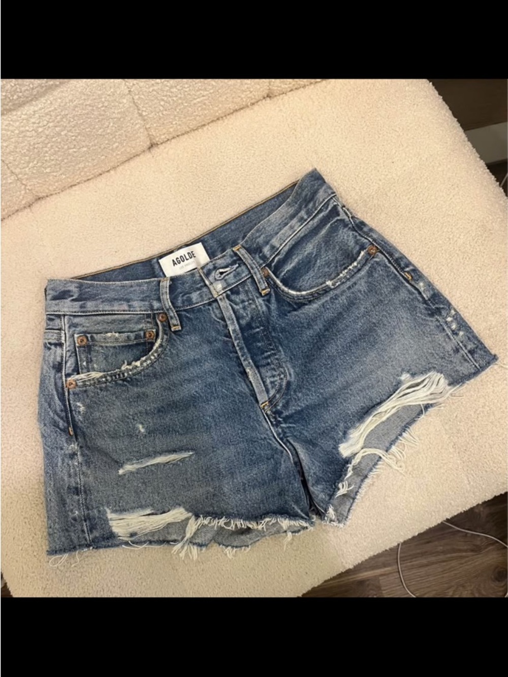 Agolde High-Rise Button Denim Shorts